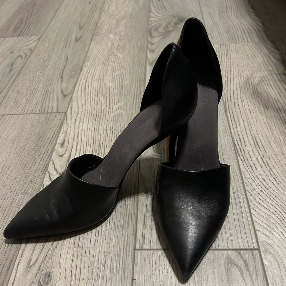 Black leather heels